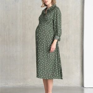 Seraphine Green and White Ruffled Tiered Midi Dress